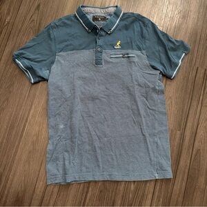 Kangol Original Polo Shirt Men’s Size L Blue Colorblock Short Sleeve